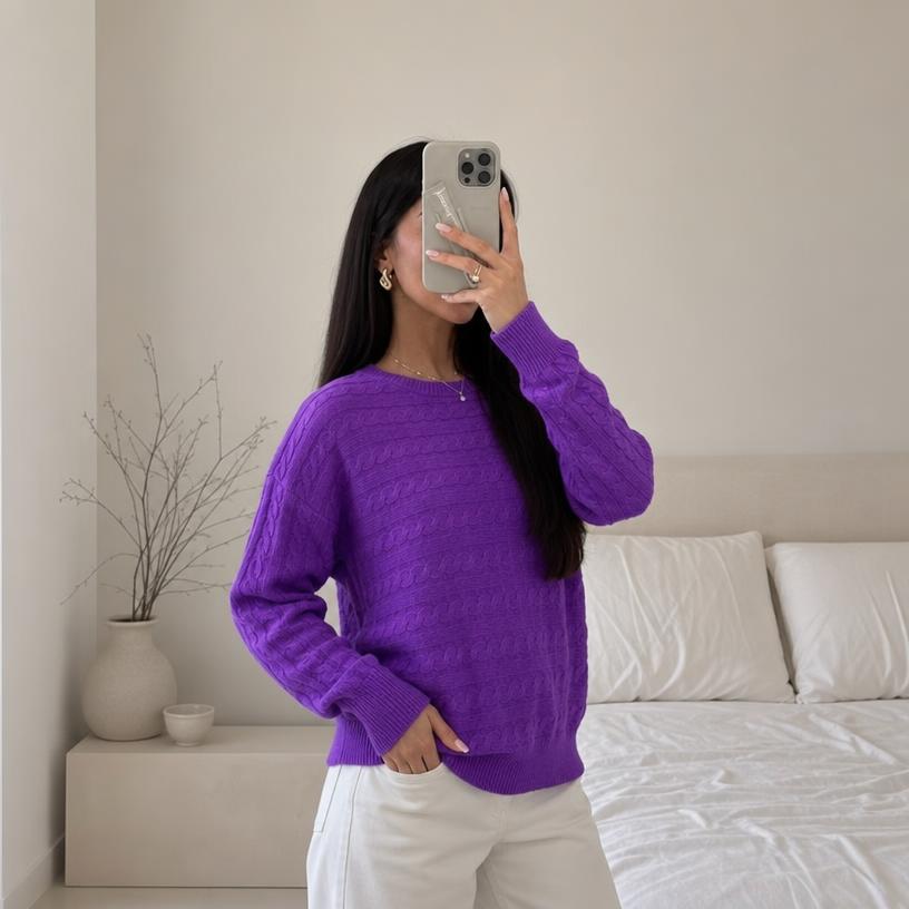 Lauren Ralph Lauren Purple Cable Knit Jumper – Very Good — Vinted listing photo example