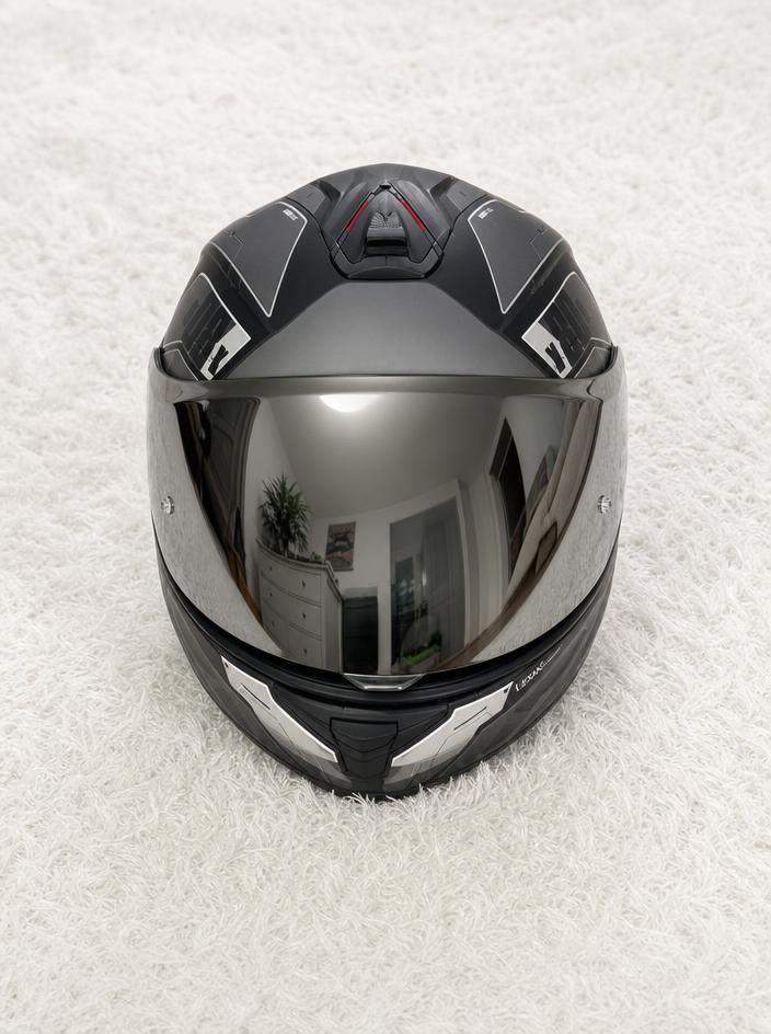 Full-Face Motorcycle Helmet Black Grey Lexan Shell Very Good — Vinted listing photo example