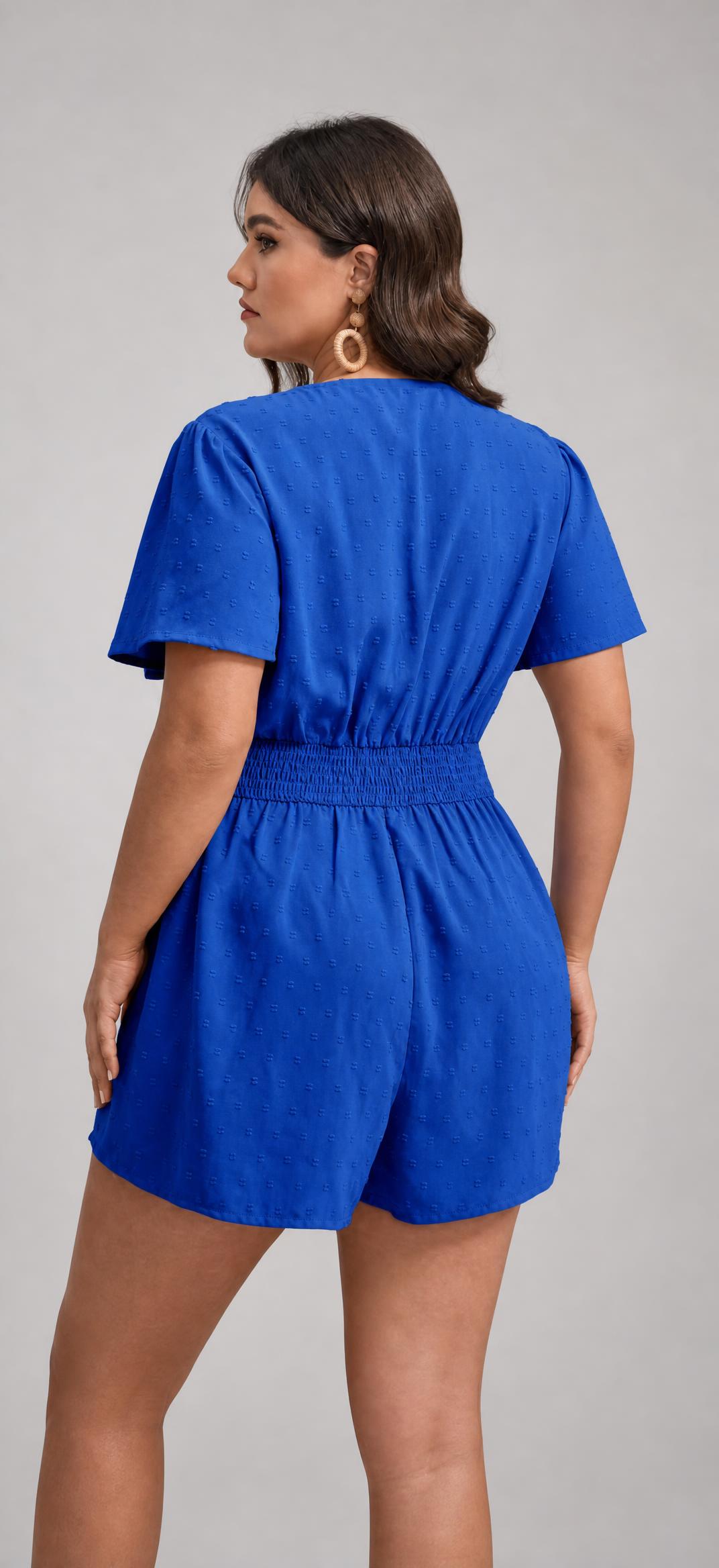 Royal Blue Textured Romper with Smocked Waist — Vinted listing photo example