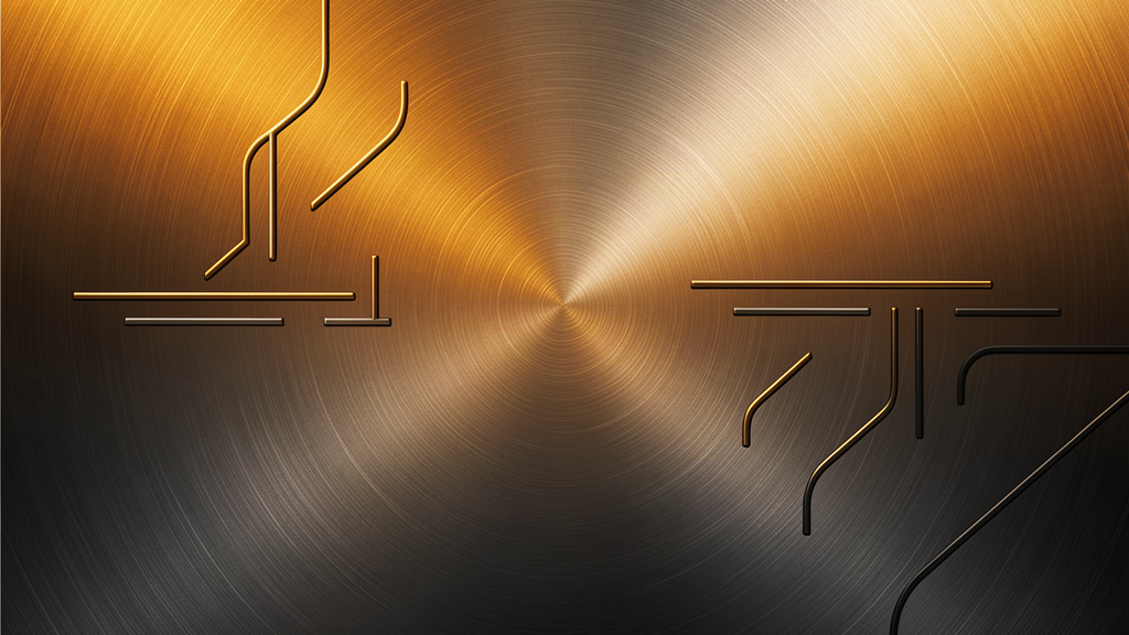 Abstract brushed metal poster with amber and charcoal gradients