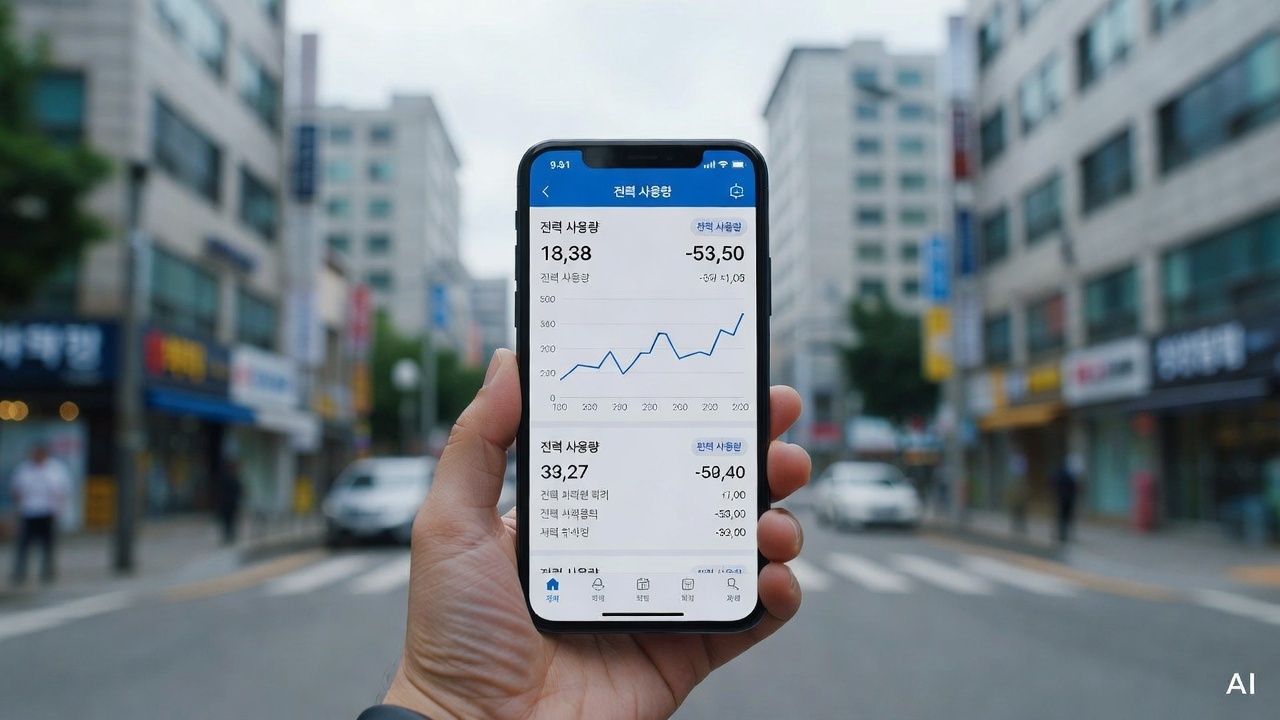 smartphone screen showing electricity usage graph on the Korea Electric Power app