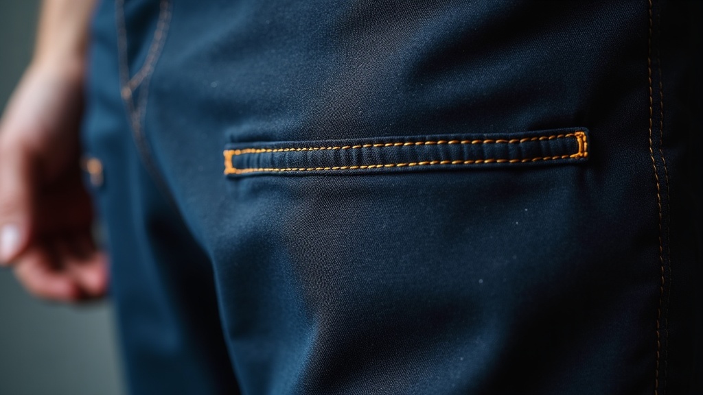 Costura doble plana en pantalón de trabajo de canvas resistente