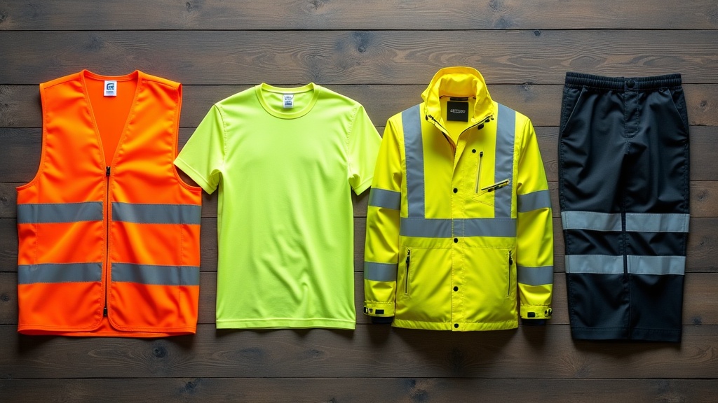 Tipos de ropa de trabajo reflectante: chaleco, camiseta, chaqueta y pantalón