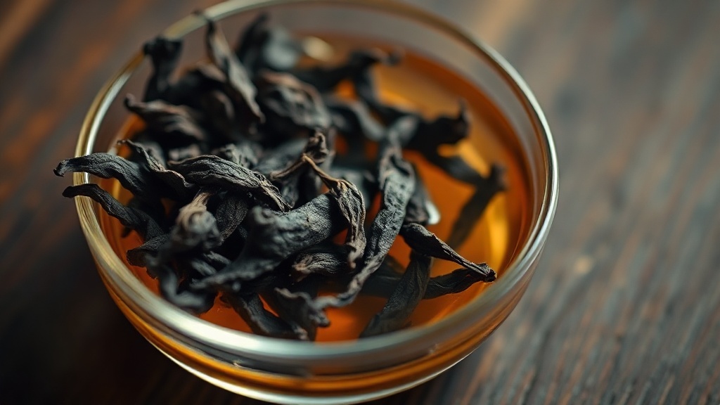 Feuilles d'oolong qui s'ouvrent dans l'eau chaude lors d'une infusion Gong Fu Cha