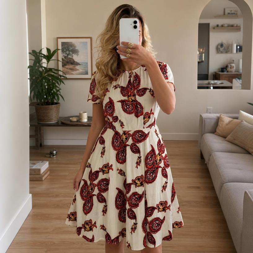 Floral Paisley Dress with Gathered Waist — Vinted listing photo example
