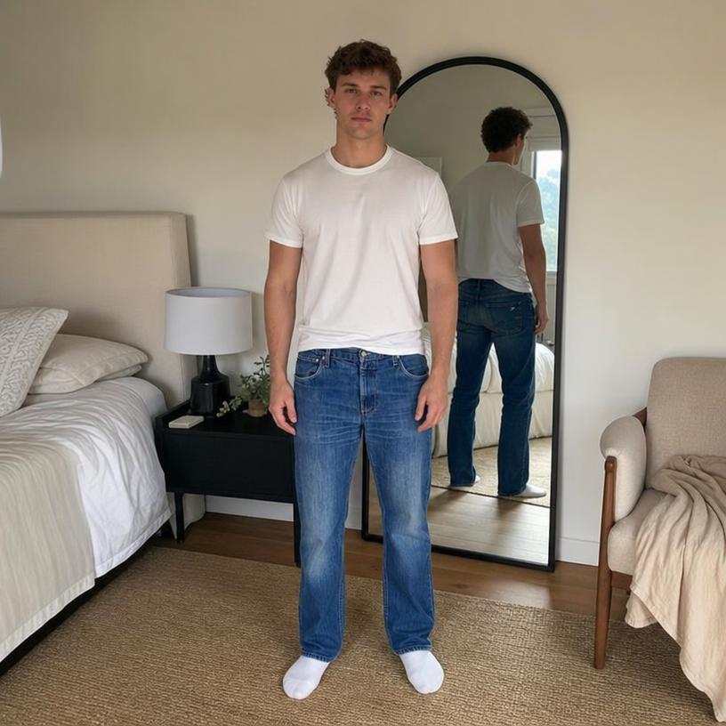 Blue slim-fit jeans with subtle faded detailing – very good condition