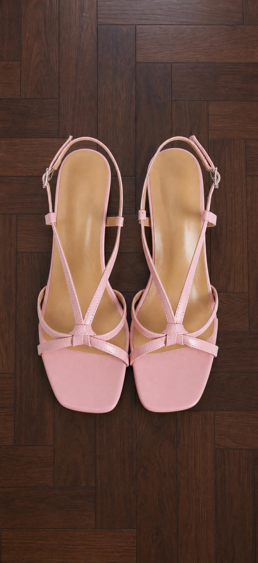 Pink strappy bow-detail slingback sandals – very good condition
