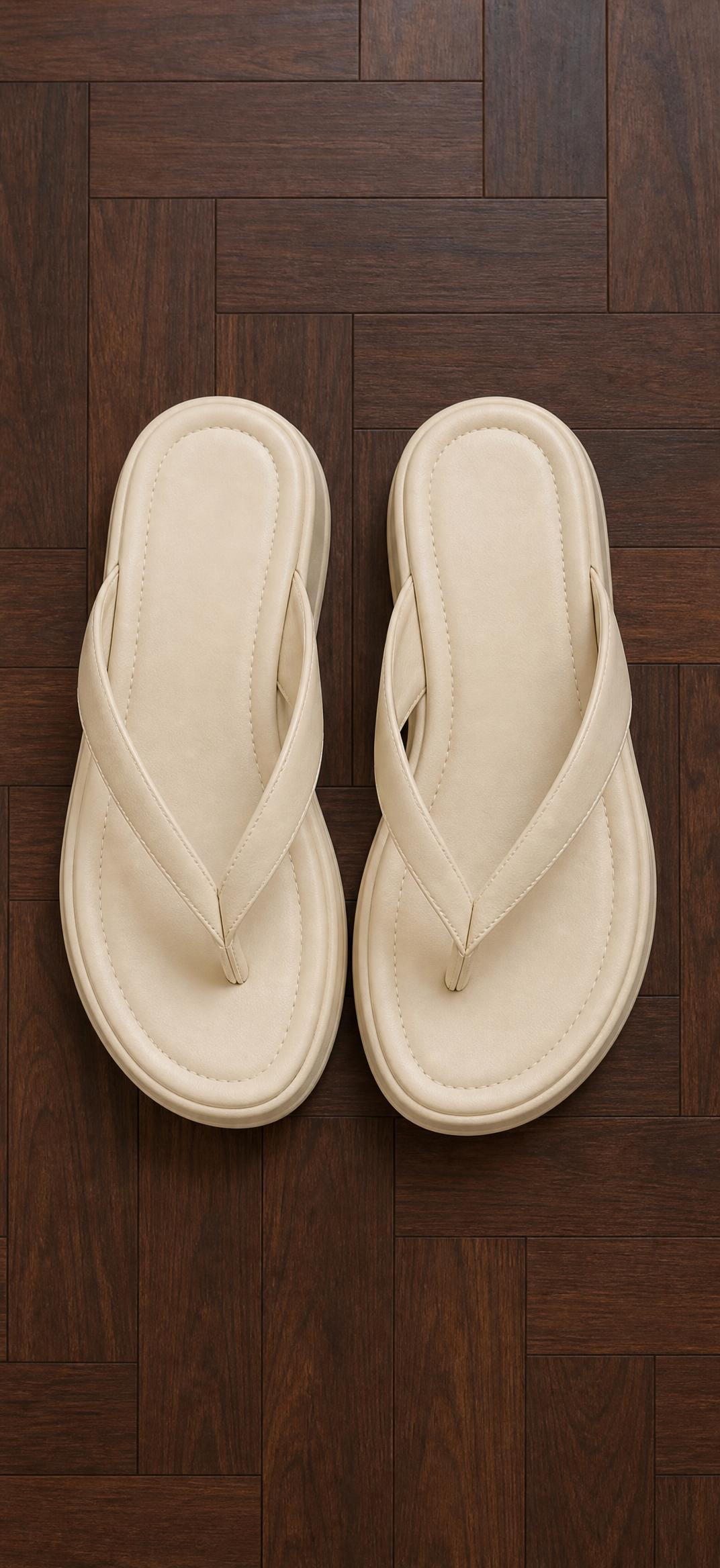 Cream platform wedge flip-flop sandals – very good condition