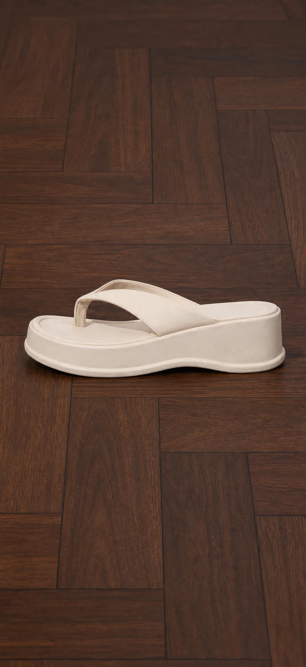 Cream platform wedge flip-flop sandals – very good condition