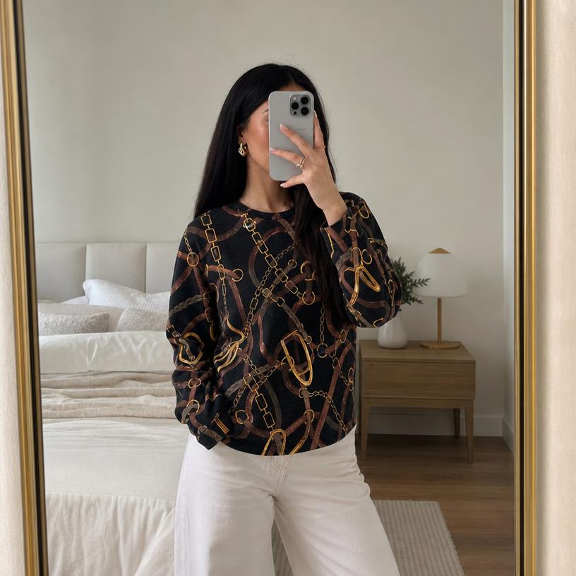 Lauren Ralph Lauren Printed Crew Neck Cotton Knit Jumper L