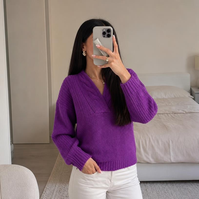 Lauren Ralph Lauren Purple Textured Knit Jumper XL Very Good
