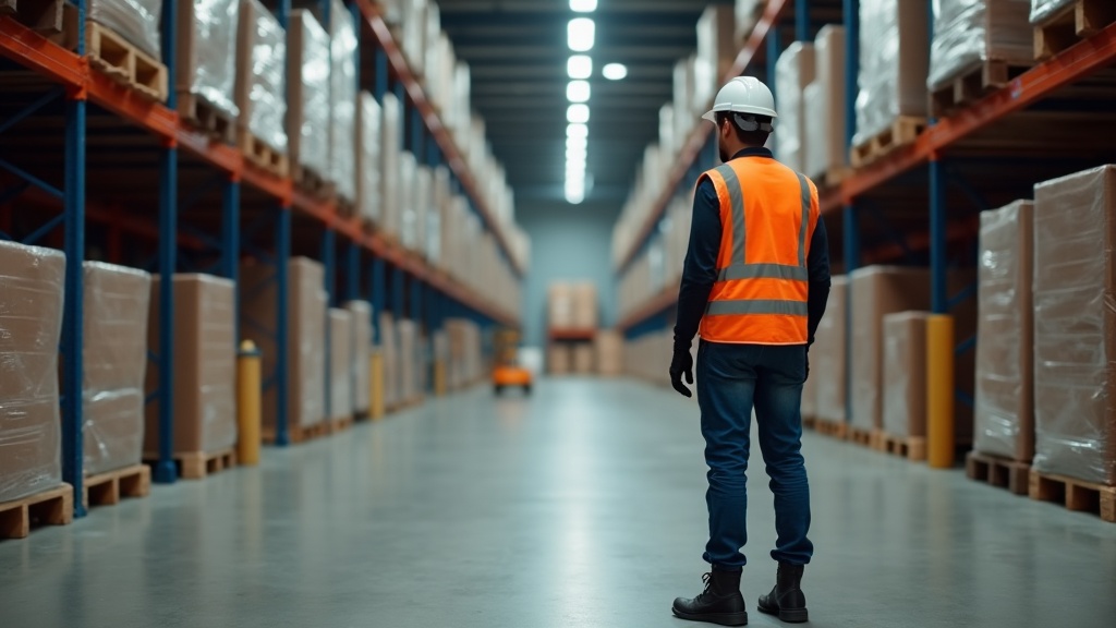 Warehouse worker wearing compression socks over a long shift