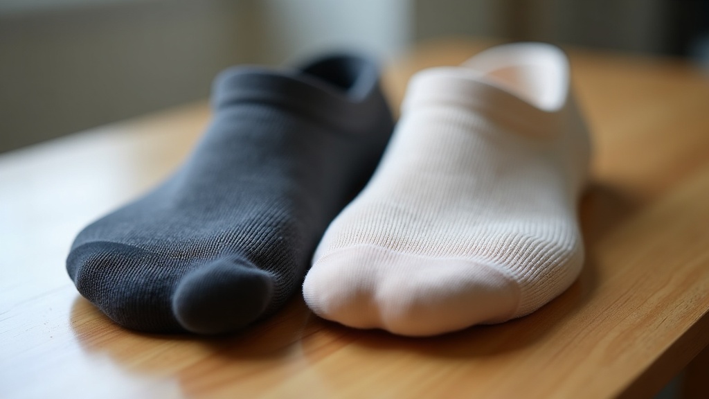 Men's and women's graduated compression socks compared side by side showing different construction and materials