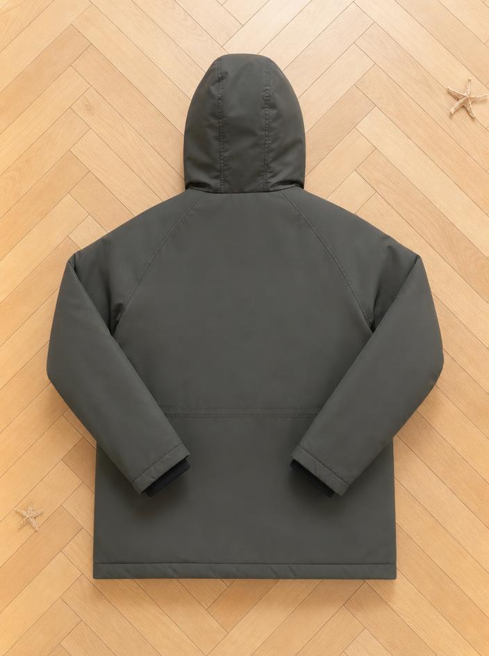 Charcoal hooded padded jacket with zip – very good condition