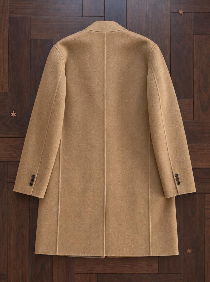 Camel Tan Suede-Look Tailored Blazer with Notched Lapels