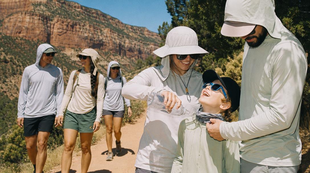 Winter hiking clothing in Zion National Park