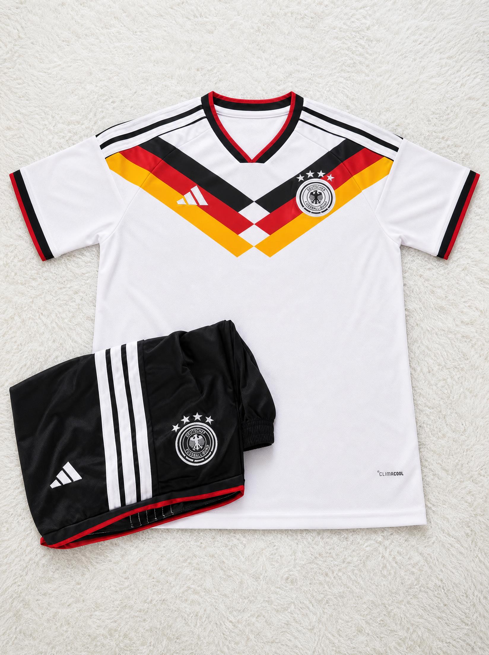 Adidas Germany football kit set white black red gold new