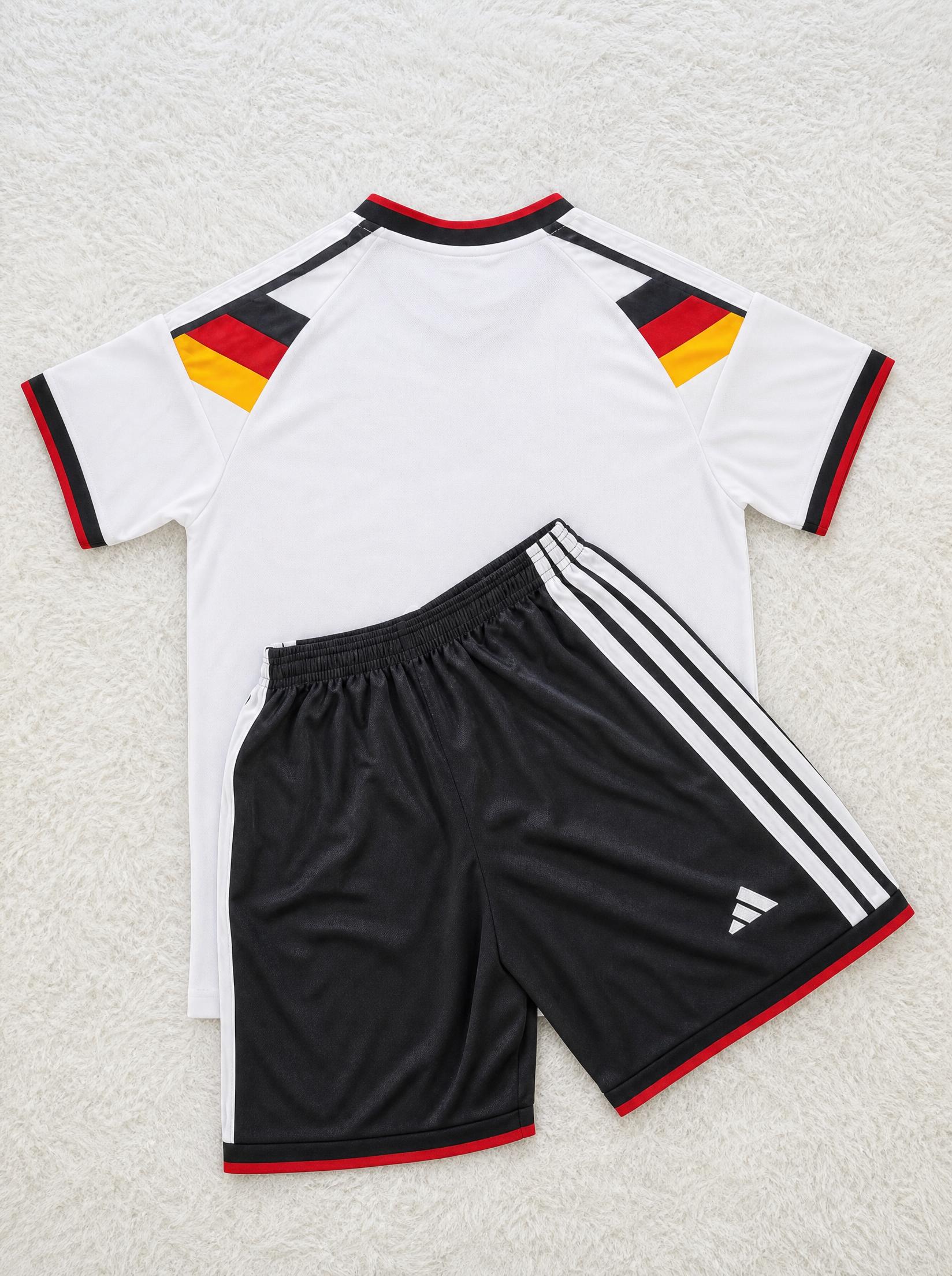 adidas 2-Piece Sports Set White Jersey & Black Shorts New