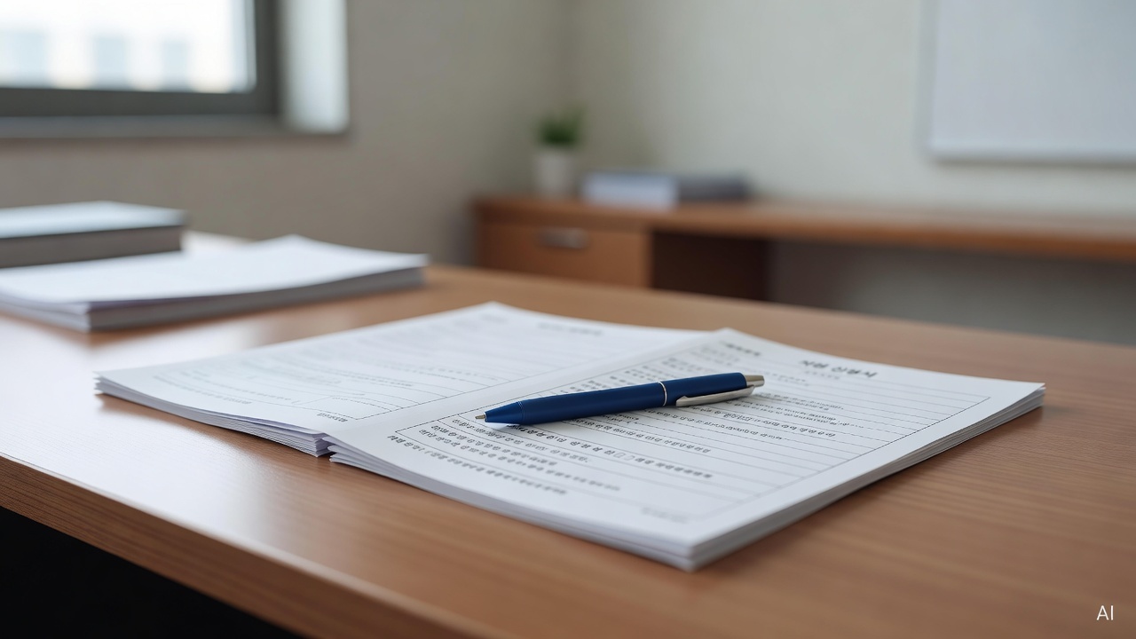 government support application documents and a ballpoint pen on a clean desk