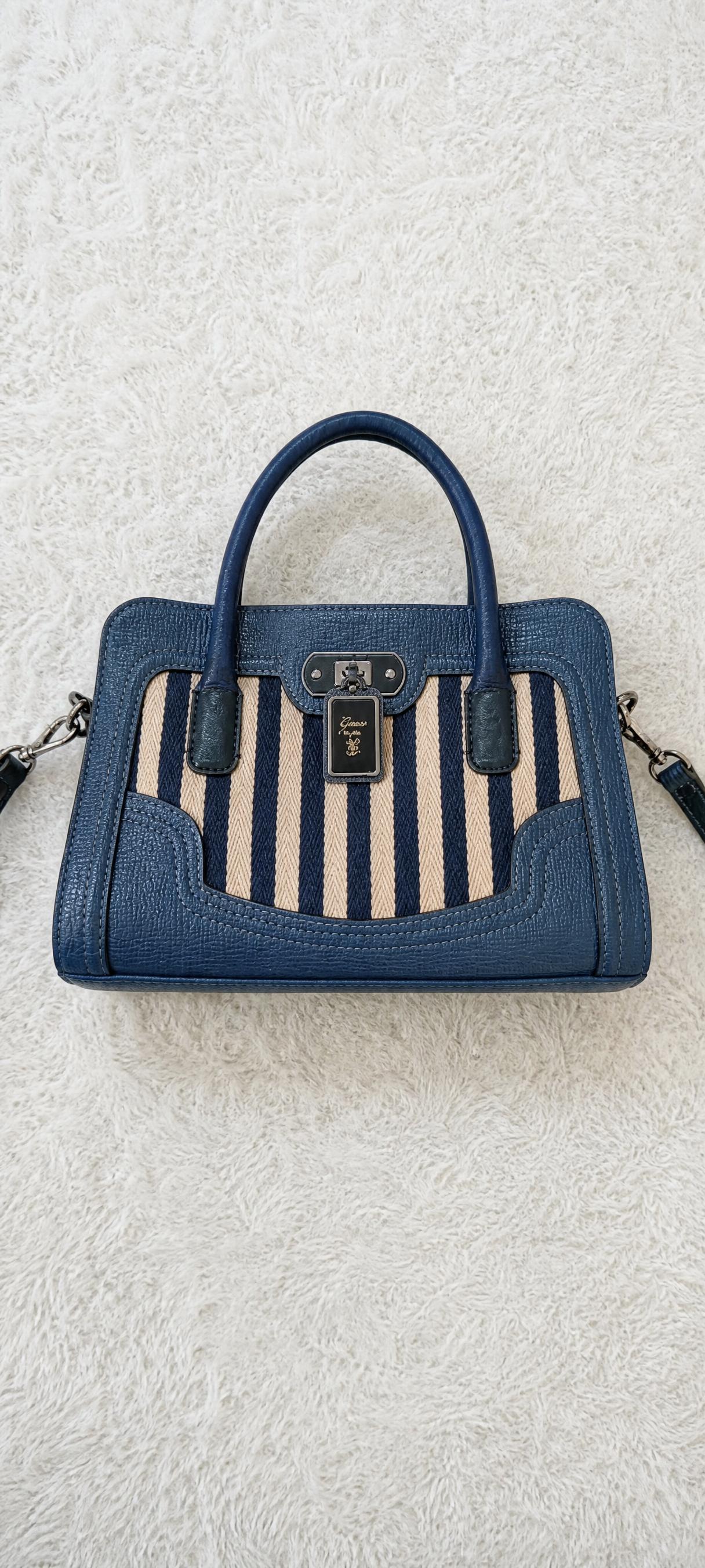 Guess vintage striped blue handbag with shoulder strap