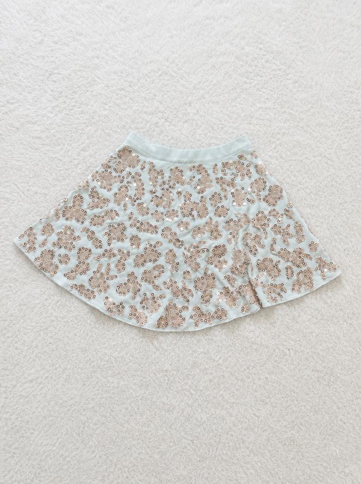 Embellished floral sequin mini skirt