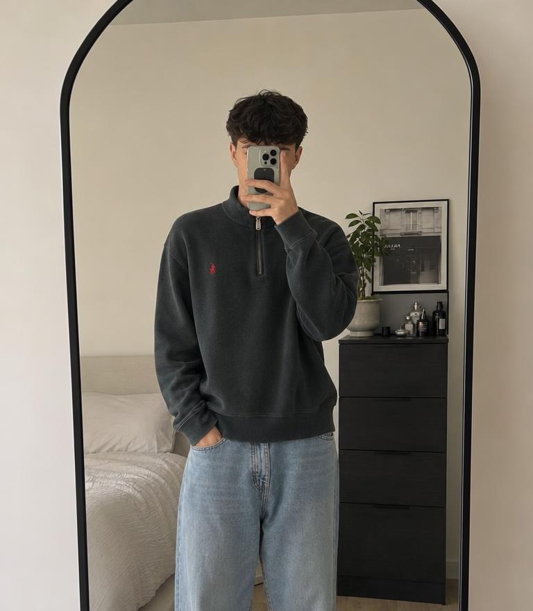 Polo Ralph Lauren charcoal quarter-zip corduroy pullover