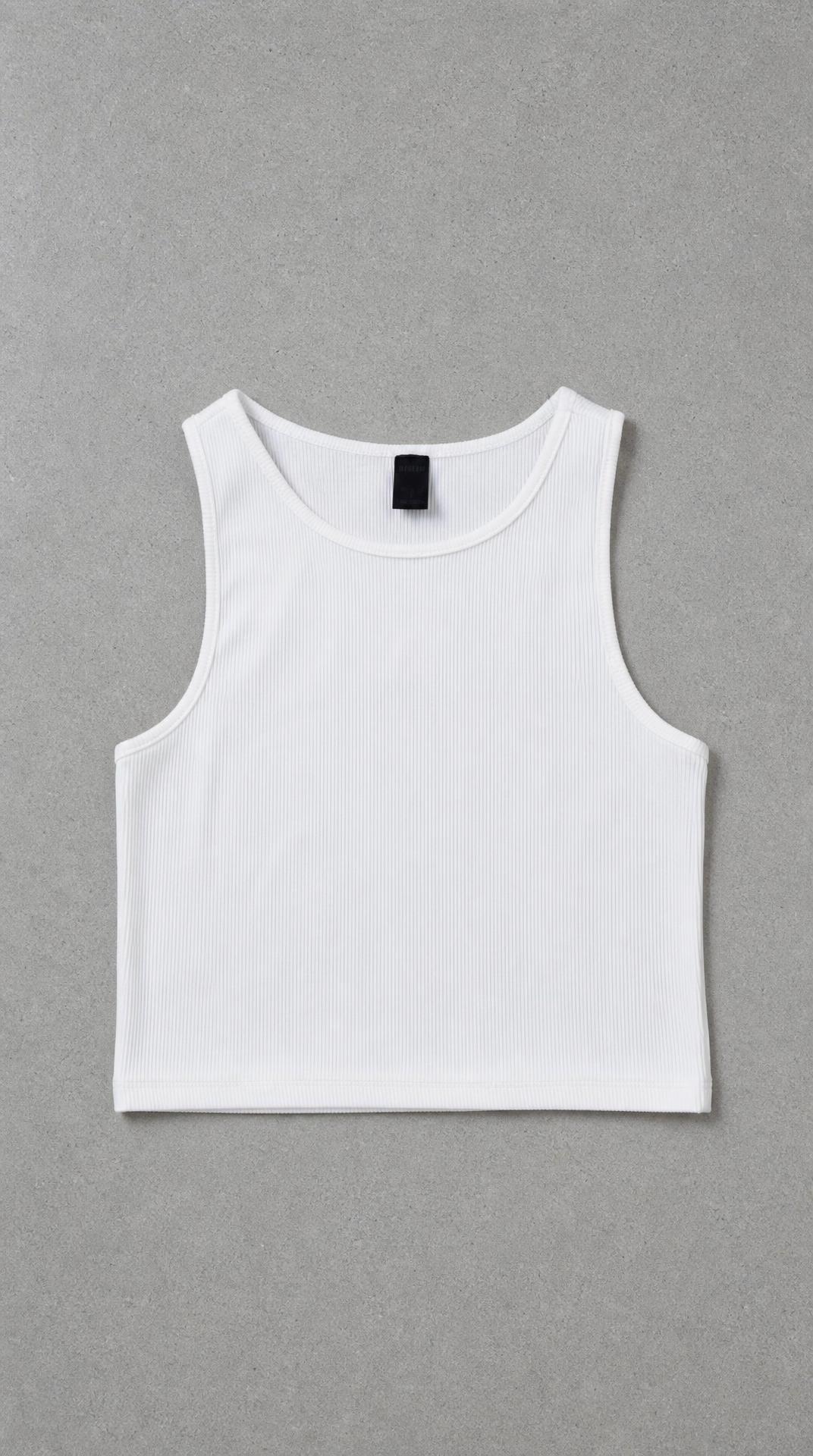 White Ribbed Crop Top Sleeveless Scoop Neck