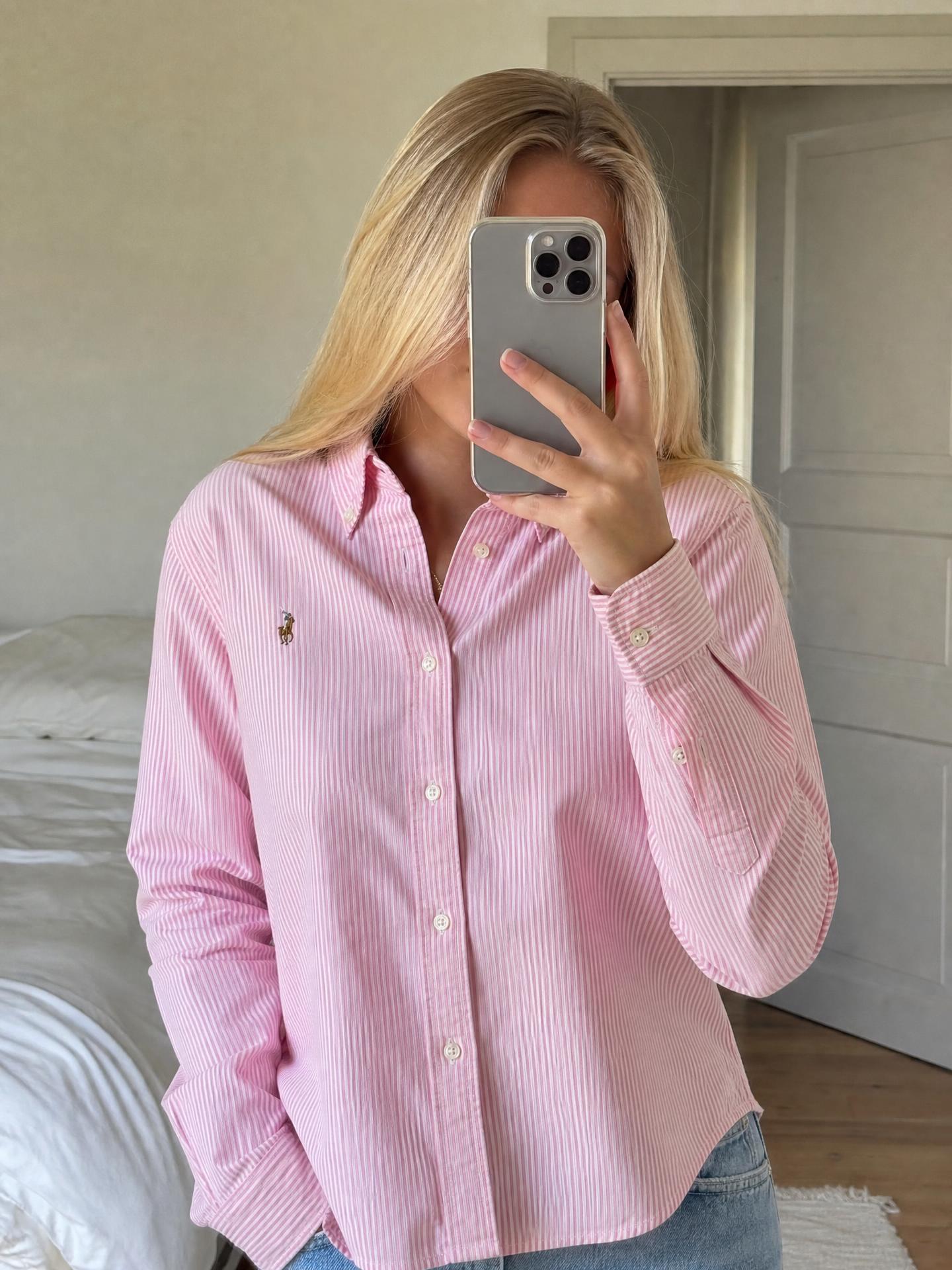 Polo Ralph Lauren Pink Stripe Button-Down Shirt Very Good