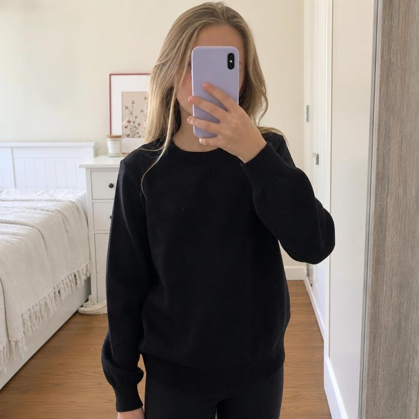 Valentino Black Long-Sleeve Crew-Neck Top - Very Good
