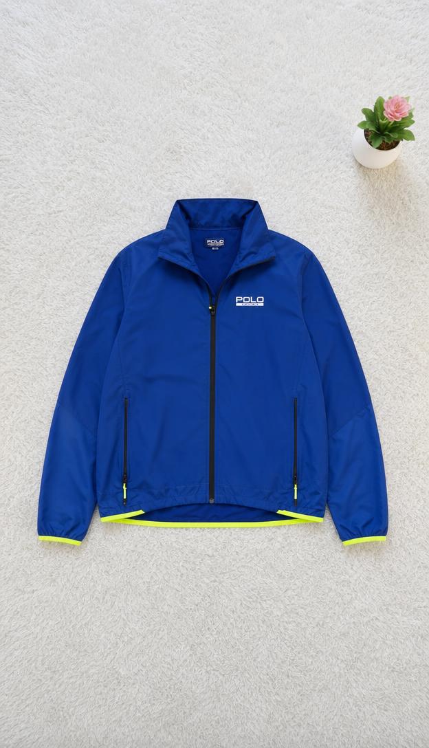 Polo Sport blue lightweight zip jacket with neon trim, size S