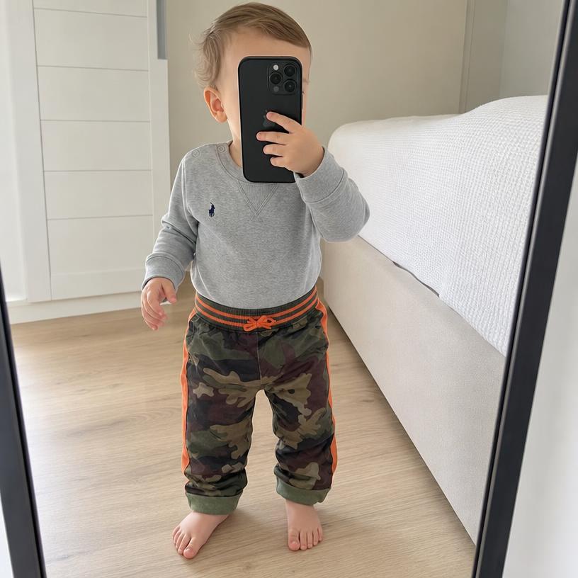 Polo Ralph Lauren Kids Grey Sweatshirt & Camo Joggers Set