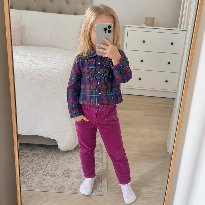 Polo Ralph Lauren 24M Plaid Shirt & Corduroy Trousers Set