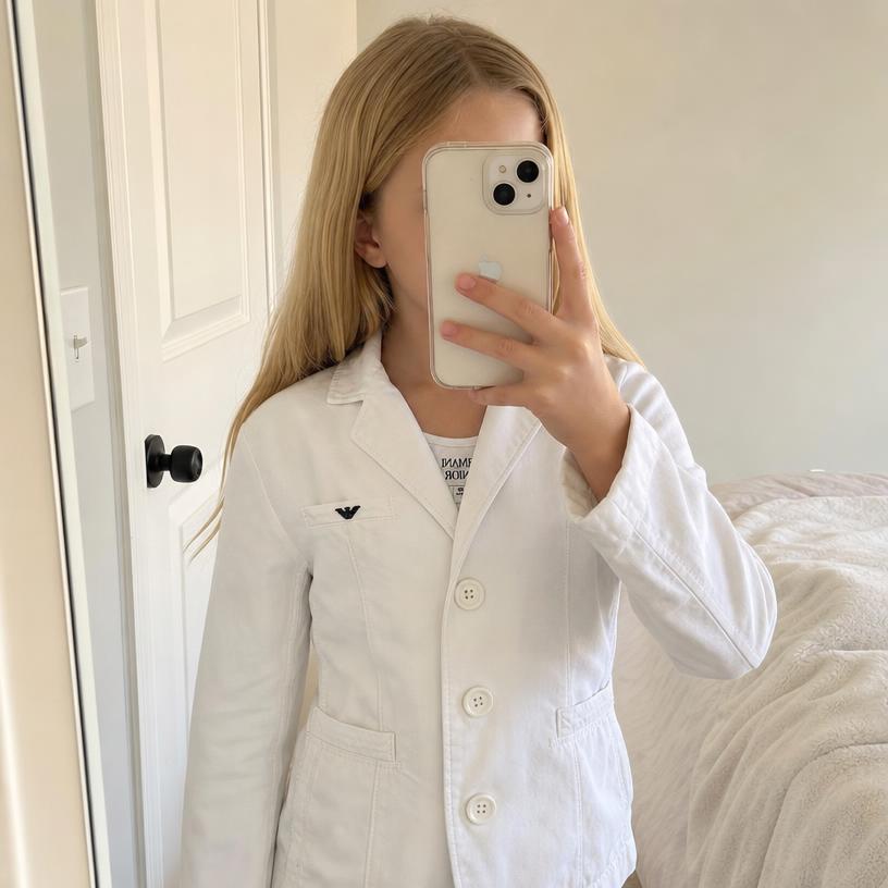 Armani Junior white blazer jacket 8A 130cm very good