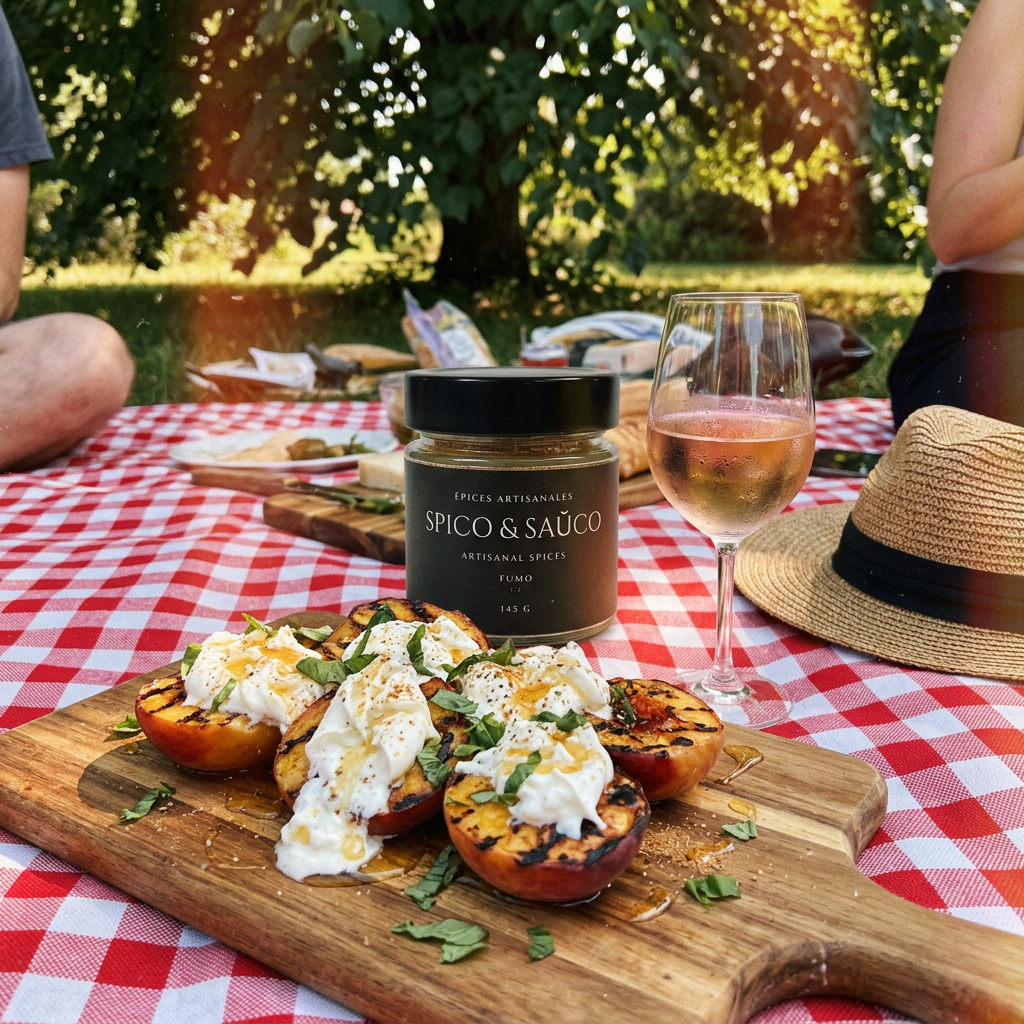 FUMO Grilled Peaches with Burrata: Sweet-Smoky Summer