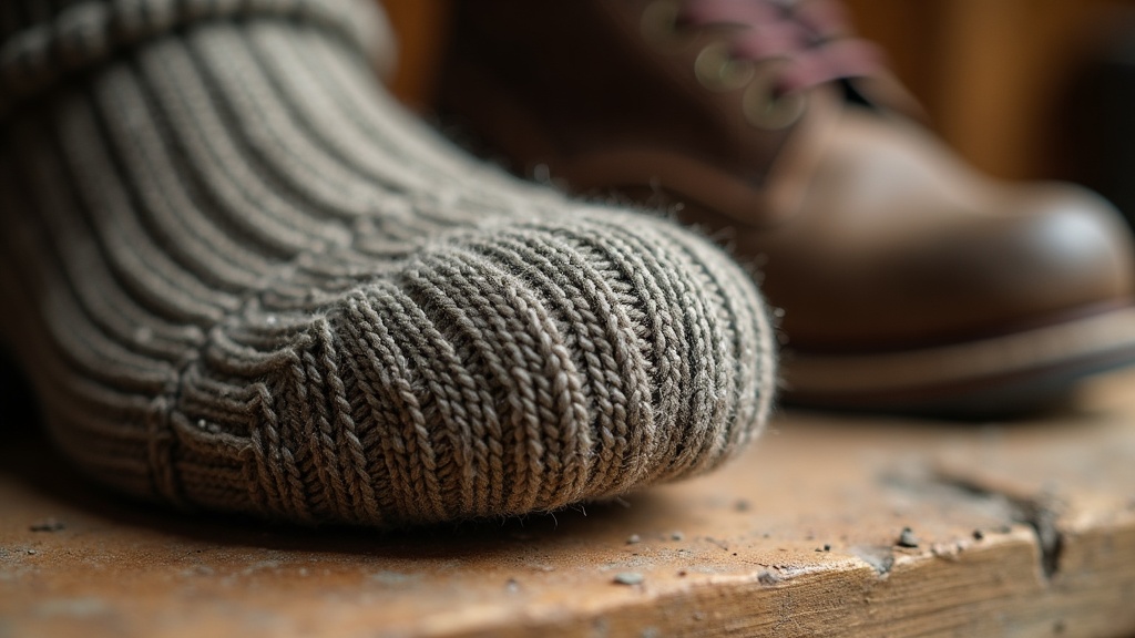 Close-up of heavy duty work sock cushioning detail