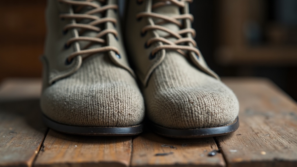 Merino wool fiber texture in a work sock