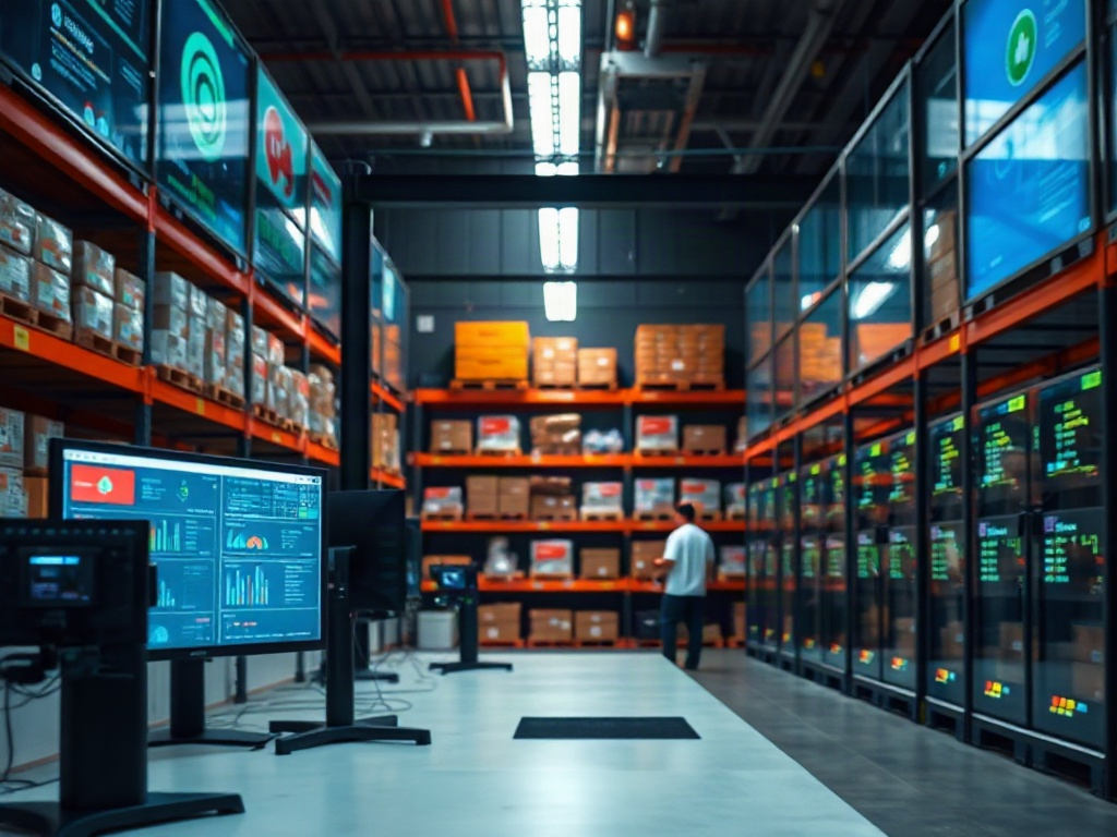 Illustration of AI-powered inventory automation for retail inventory management efficiency