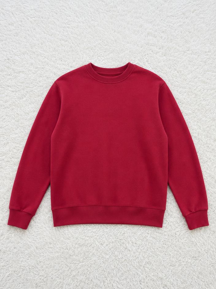 Burgundy crew neck sweatshirt with ribbed trims – very good