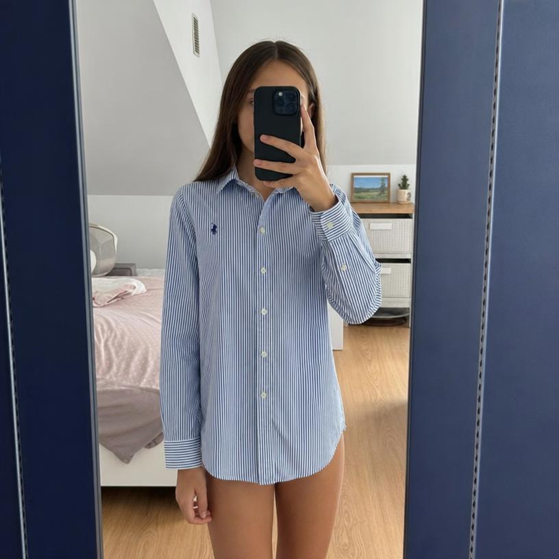 Ralph Lauren Blue Striped Long-Sleeve Shirt – Very Good