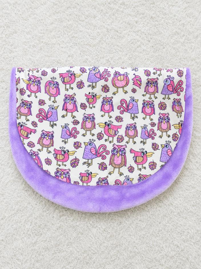 Kids purple fleece-lined owl print cosy hooded garment