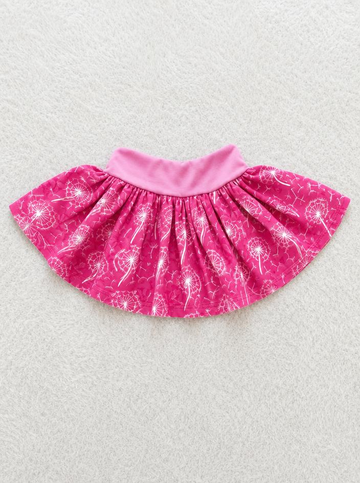 Girls' pink dandelion print gathered skirt - very good