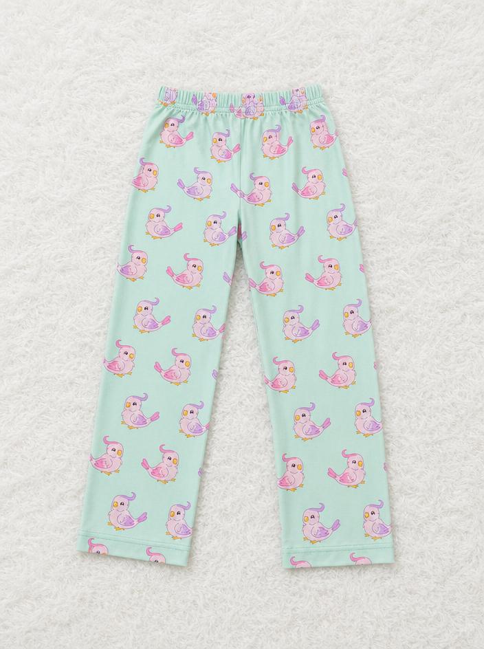 Kids mint green bird print leggings – very good condition