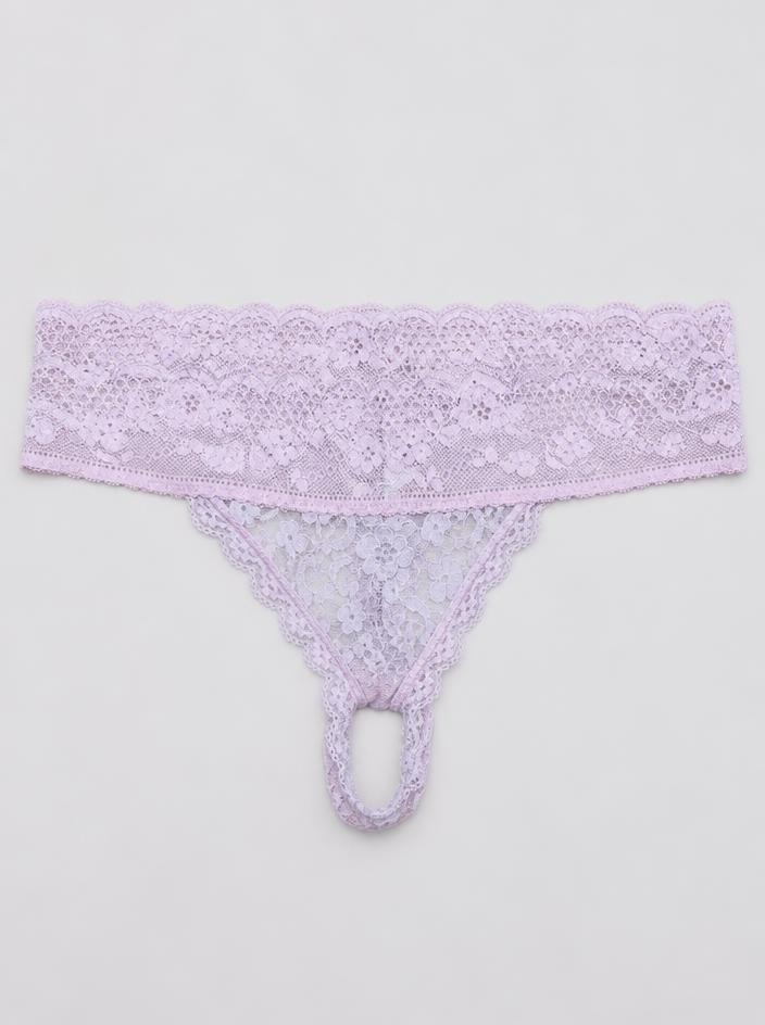 Pink Floral Lace Thong Briefs – Very Good Condition