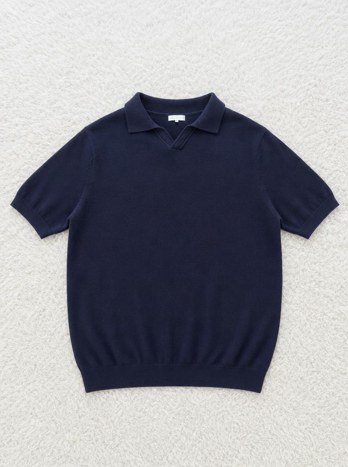 Menyard black ribbed corduroy-style short sleeve shirt
