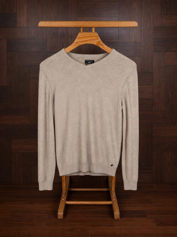 State of Art ribbed knit crew neck jumper - taupe beige