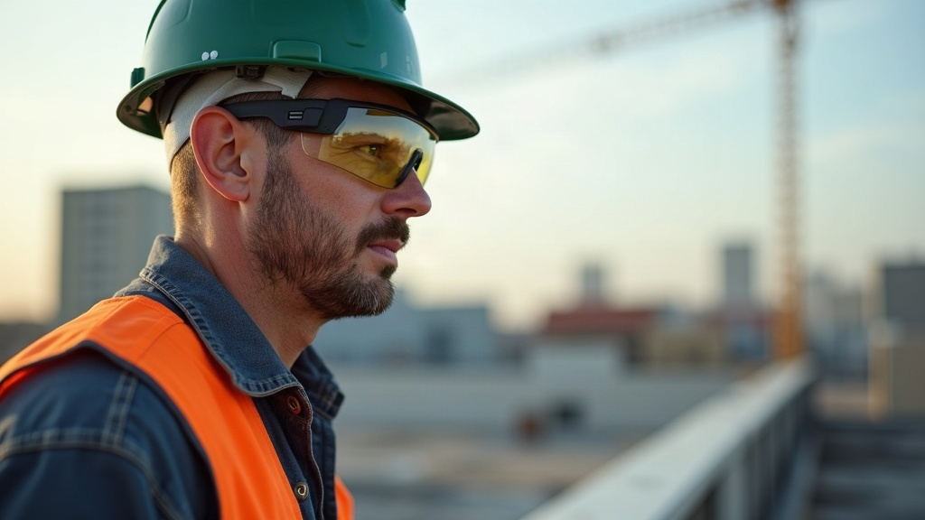 Gafas de seguridad con cobertura lateral en azotea