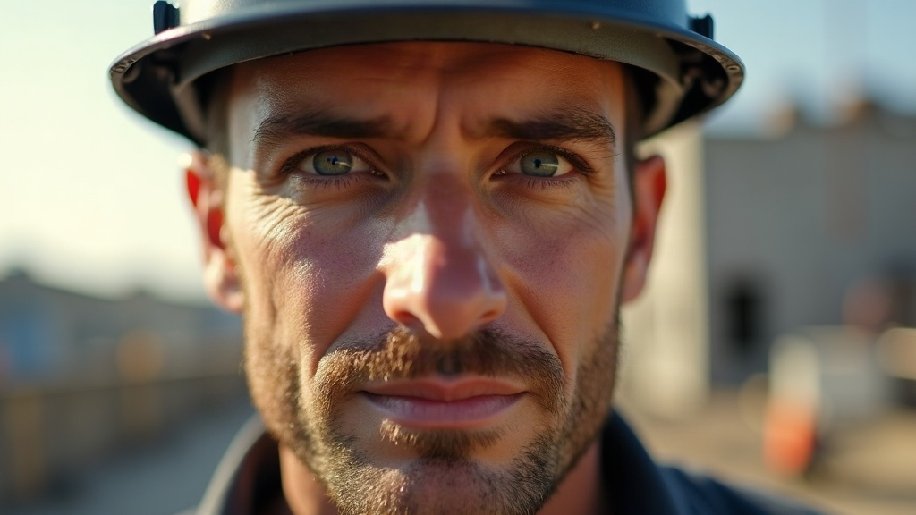 Trabajador de construcción expuesto al sol en obra