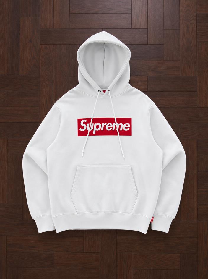 Supreme Box Logo Pullover Hoodie White/Red – Very Good