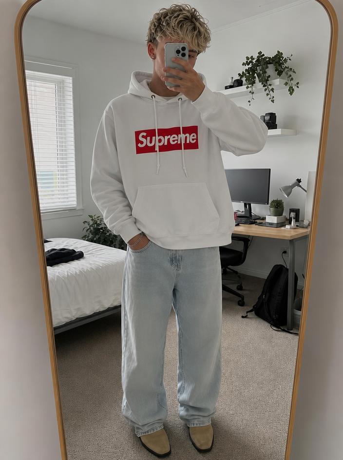 Supreme White Box Logo Pullover Hoodie - Very Good Condition