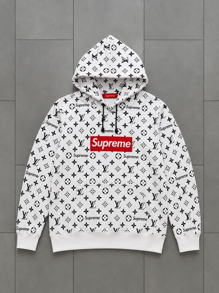 Supreme monogram print pullover hoodie with box logo